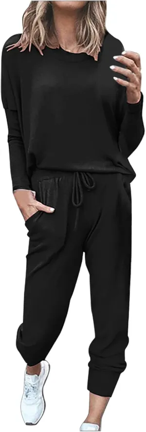 2 Piece Outfits for Women Sweatsuit Long Sleeve Pullover Top with Jogger Sweatpants Fall Fashion Loungewear Set