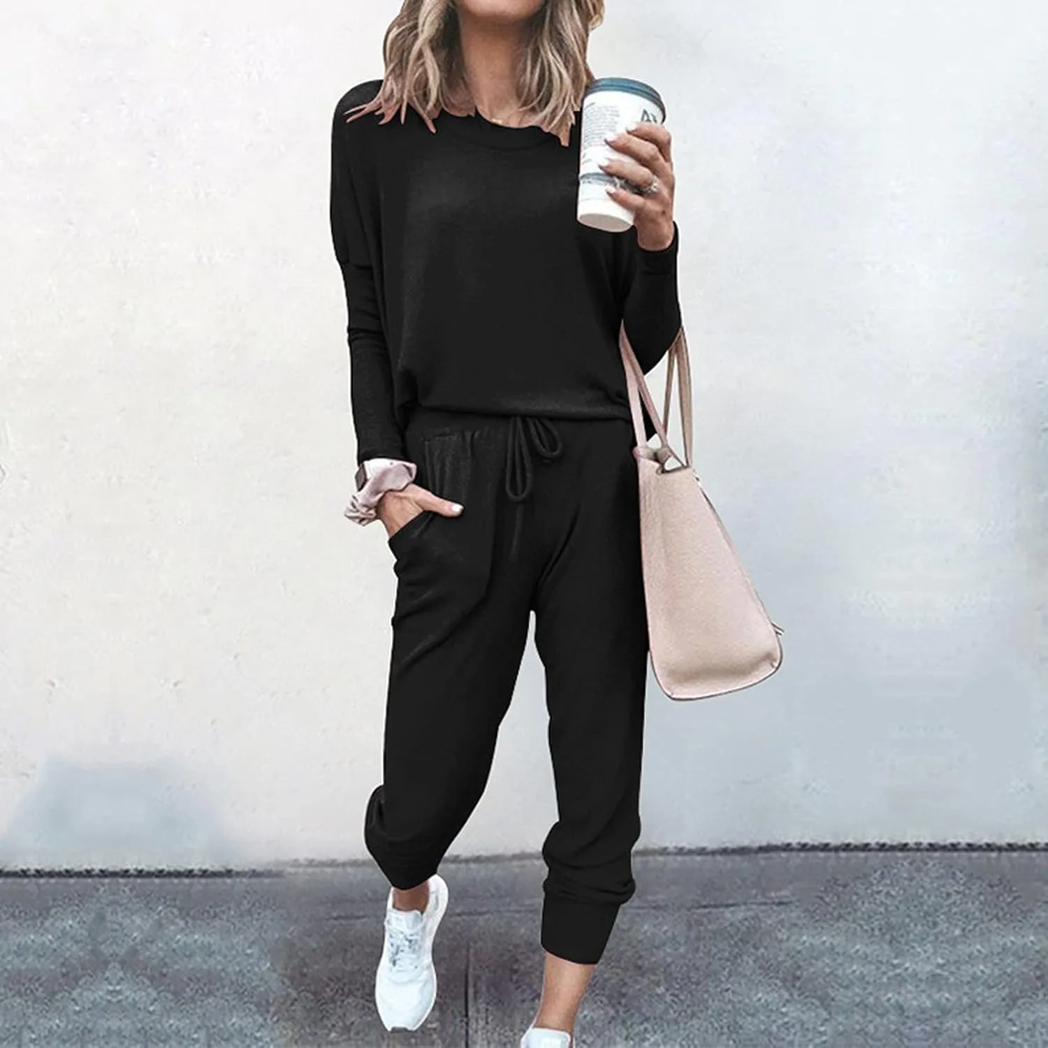 2 Piece Outfits for Women Sweatsuit Long Sleeve Pullover Top with Jogger Sweatpants Fall Fashion Loungewear Set