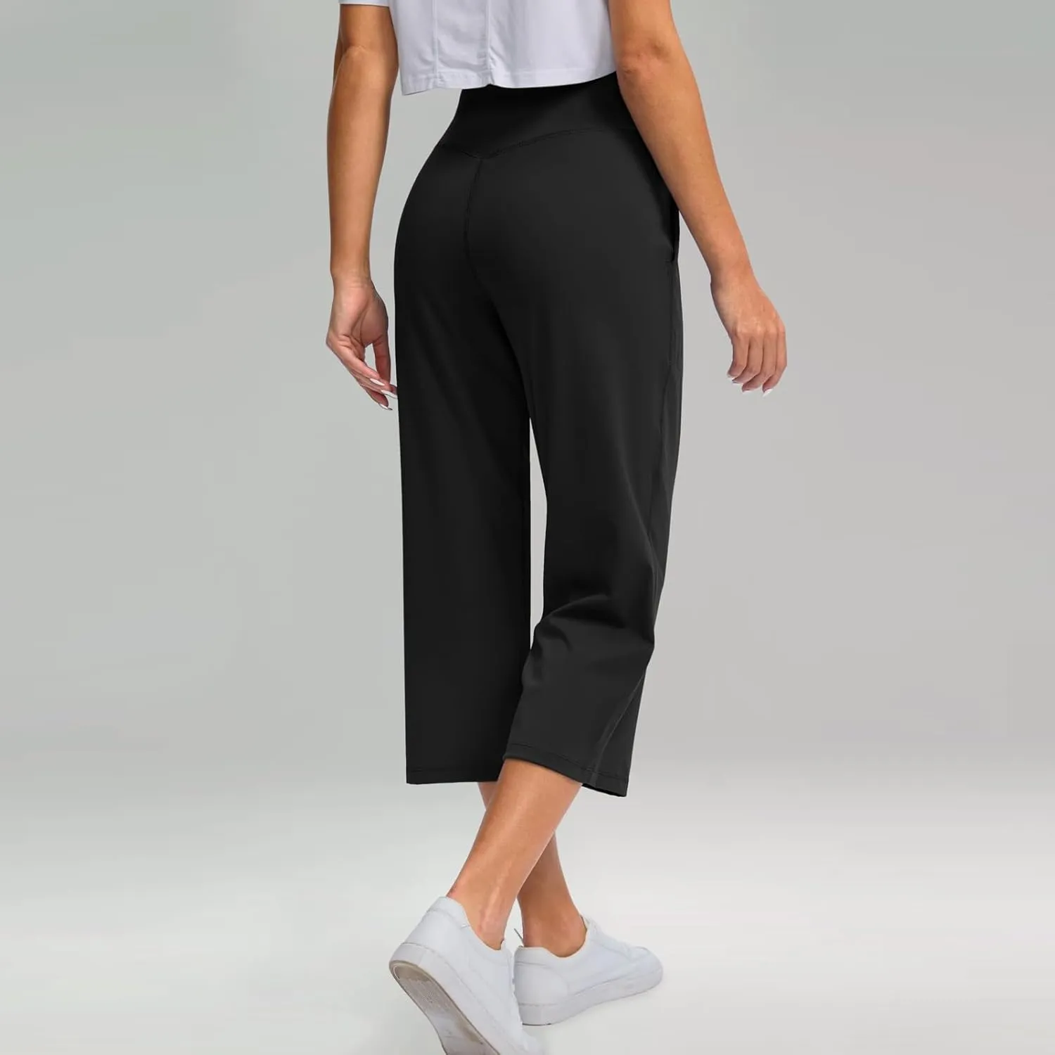 2025 Womens Yoga Capris for Summer High Waist Cropped Pants Stretch Wide Leg Casual Capris Pants with Pockets