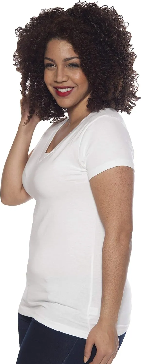 4 Pack Zenana Women's Basic V-Neck T-Shirts