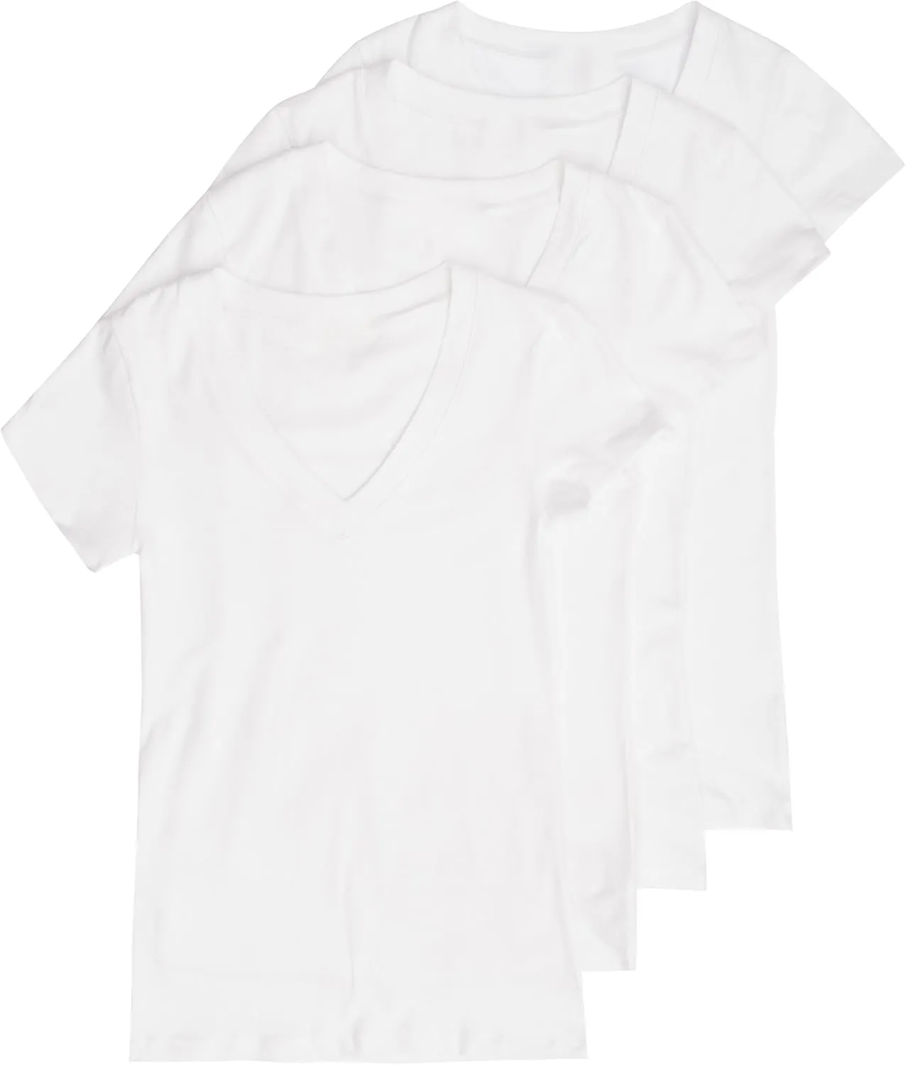 4 Pack Zenana Women's Basic V-Neck T-Shirts
