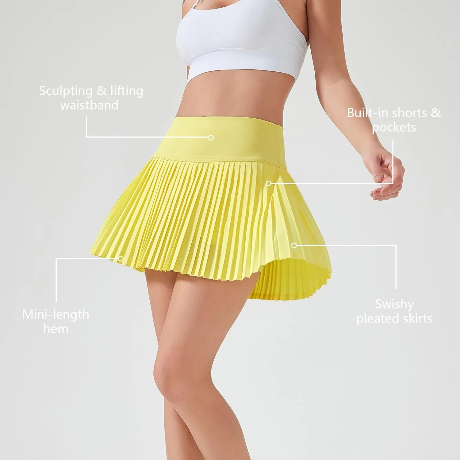 altiland Womens' Cool Feeling Pleated Tennis Athletic Running Mini Skirts with Shorts 3"