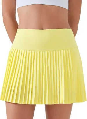 altiland Womens' Cool Feeling Pleated Tennis Athletic Running Mini Skirts with Shorts 3"
