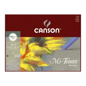 Bloc para Pastel Canson Mi-Teintes Grises 30h 160gr 24x32cm