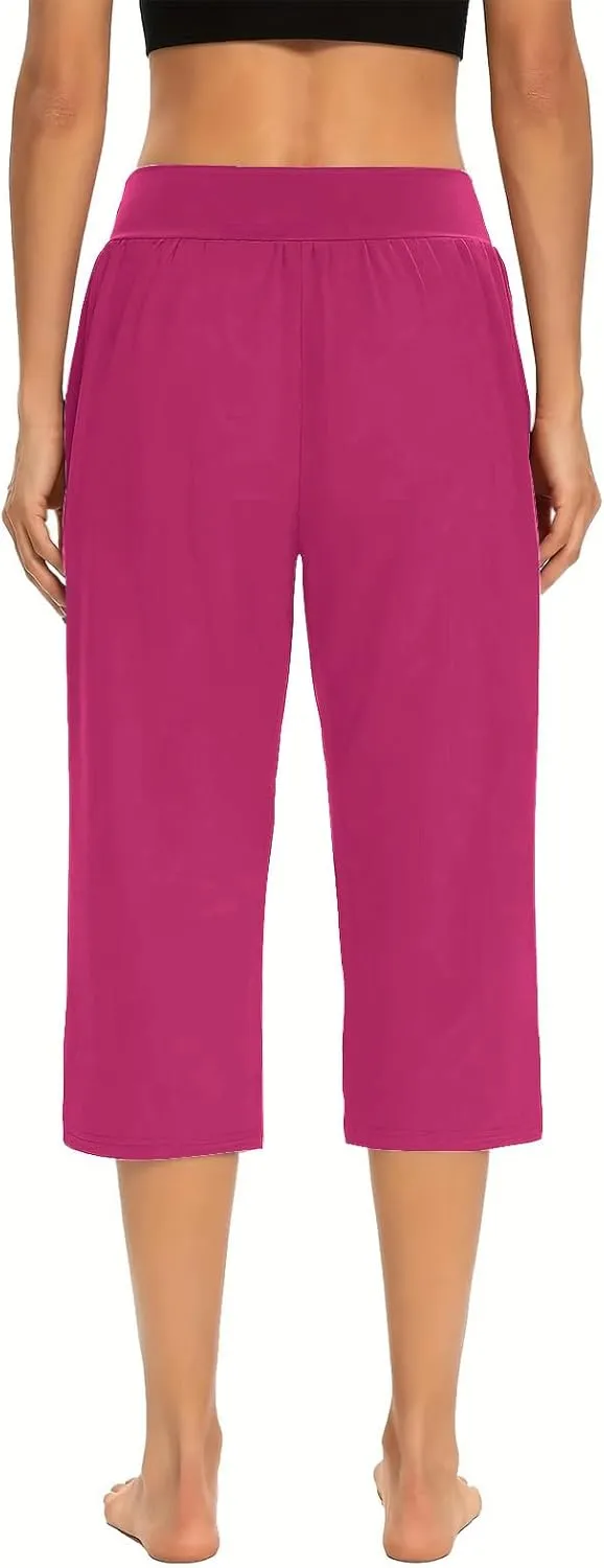 Capri Pants for Women 2024 Casual Capris Leggings Summer Loose High Waist Wide Leg Yoga Pant with Pocket Lounge Wear