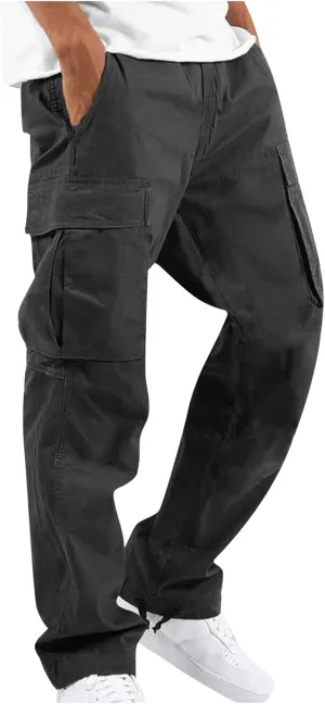 Cargo Pants for Men Lightweight Comfy Outdoor Hiking Tactical Pants Baggy Elastic Waist Wide Leg Joggers with Pockets
