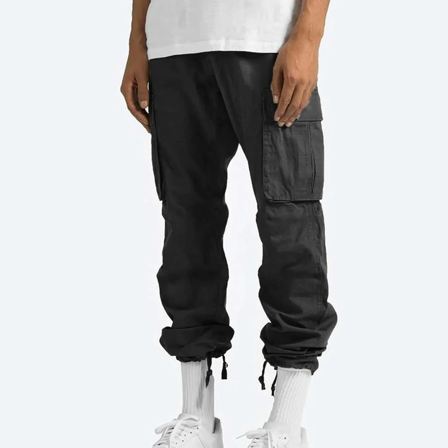 Cargo Pants for Men Lightweight Comfy Outdoor Hiking Tactical Pants Baggy Elastic Waist Wide Leg Joggers with Pockets