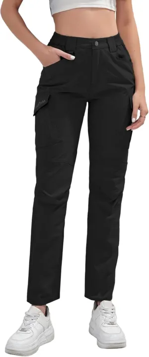 Cargo Pants Women with 9 Pockets - High Waist Water-Resistant Tactical Pants for Hiking, Sports, and Casual Wear