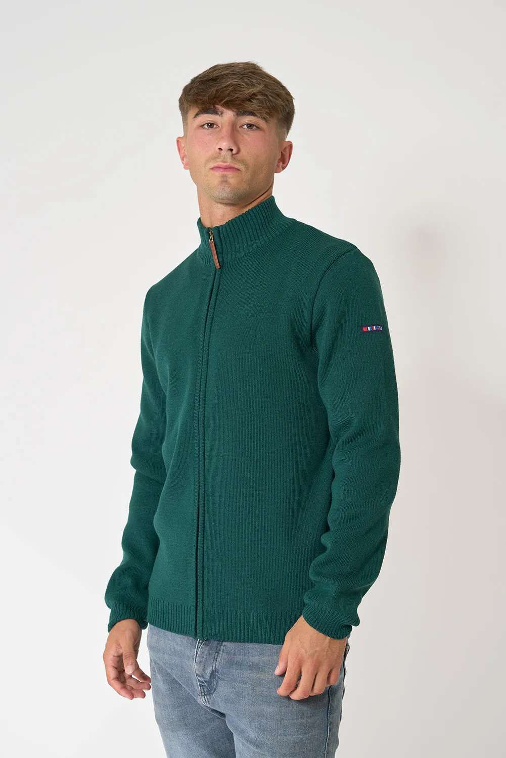 Chaqueta de lana tirador de cuero