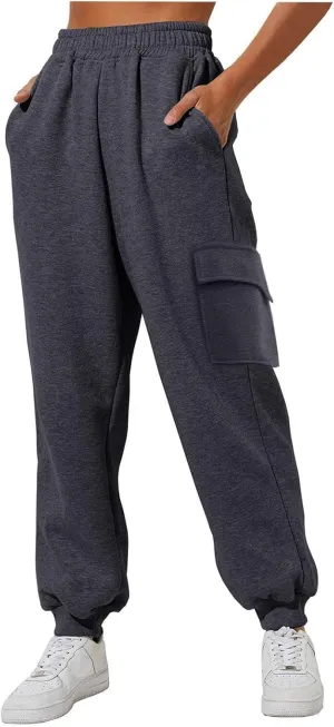 CRNTCEM Womens High Waist Fleece Lined Joggers Winter Warm Cinch Bottom Sweatpants Straight Athletic Workout Thermal Pants