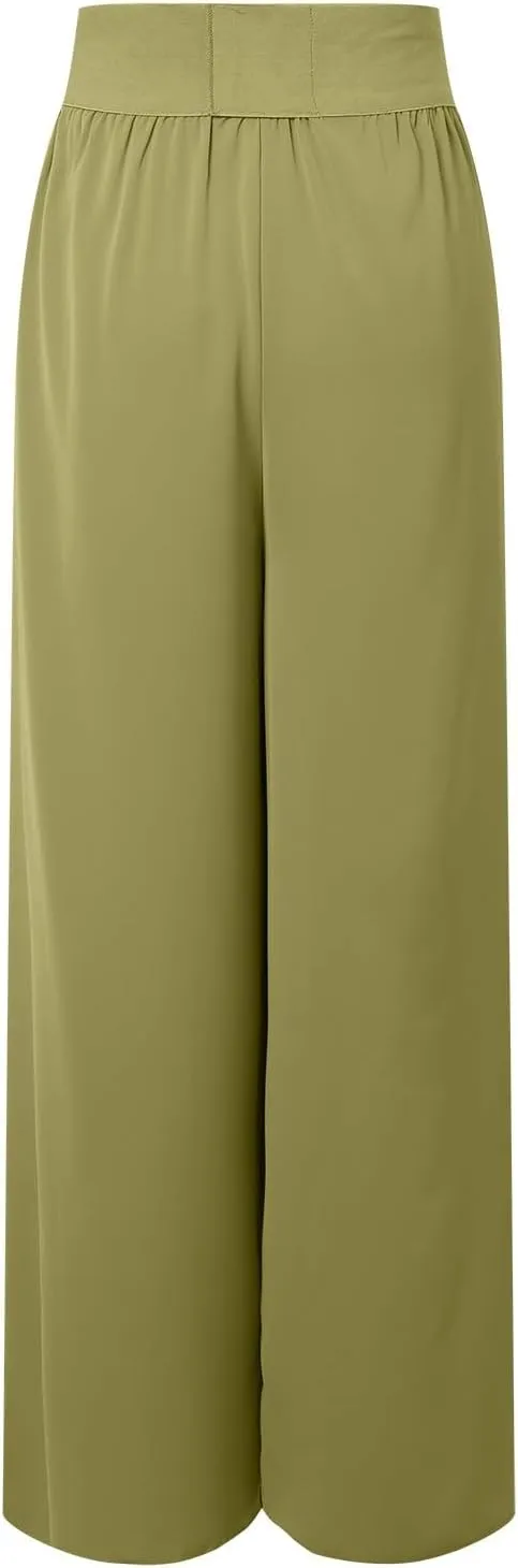 Flowy Wide Leg Pants for Women High Waisted Split Yoga Pants Loose Casual Palazzo Pants Stretch Dress Lounge Beach Pants