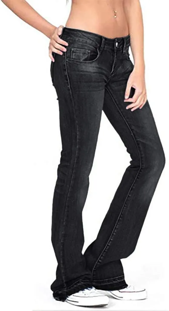 FRMUIC Womens Flare Bell Bottom Jeans High Waisted Wide Leg Baggy Jean for Women Stretch Denim Pants