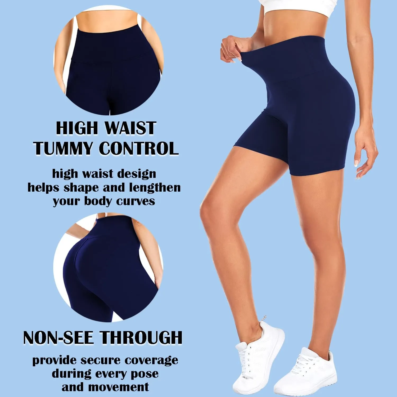 FULLSOFT High Waisted Biker Shorts for Women-5" Tummy Control Fitness Athletic Workout Running Yoga Gym Shorts