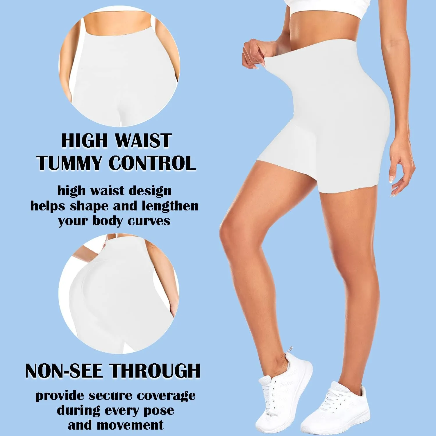FULLSOFT High Waisted Biker Shorts for Women-5" Tummy Control Fitness Athletic Workout Running Yoga Gym Shorts
