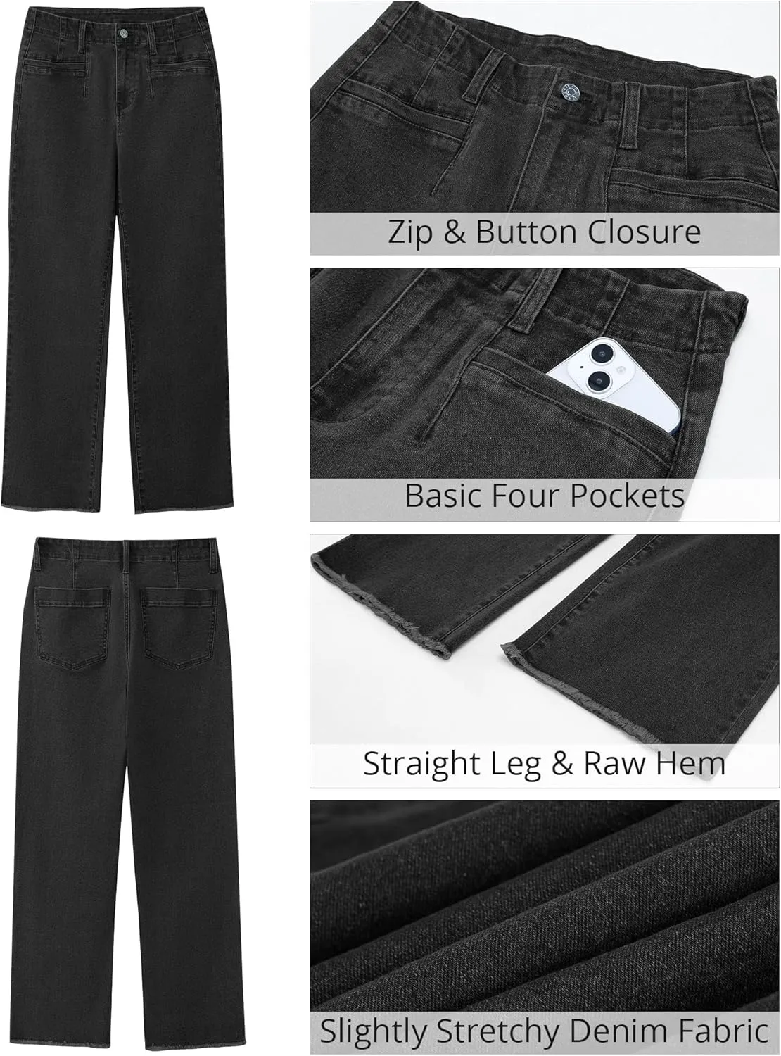 GRAPENT Wide Leg Jeans for Women High Waisted Trendy Jeans Denim Pants Stretchy Baggy with Pockets