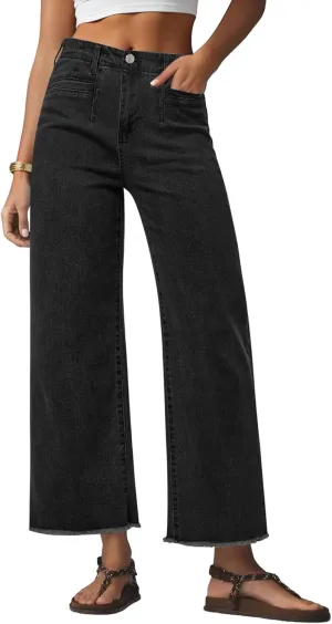 GRAPENT Wide Leg Jeans for Women High Waisted Trendy Jeans Denim Pants Stretchy Baggy with Pockets