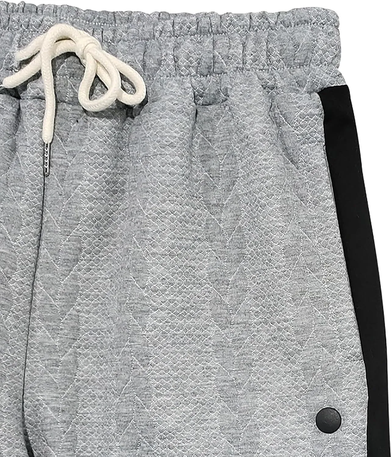 hlysgo Mens Jacquard Sweatpants Casual Loose Fit Side Button Trim Wide Leg Straight Pants Color Block Drawstring Joggers