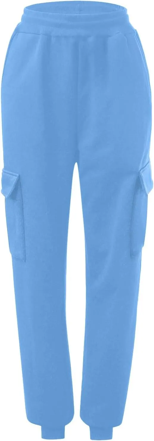 Jogger Fleece Sweat Pants for Women Trendy Plus Size Cinch Bottoms with Pockets Baggy Sweatpants for Teen Girls