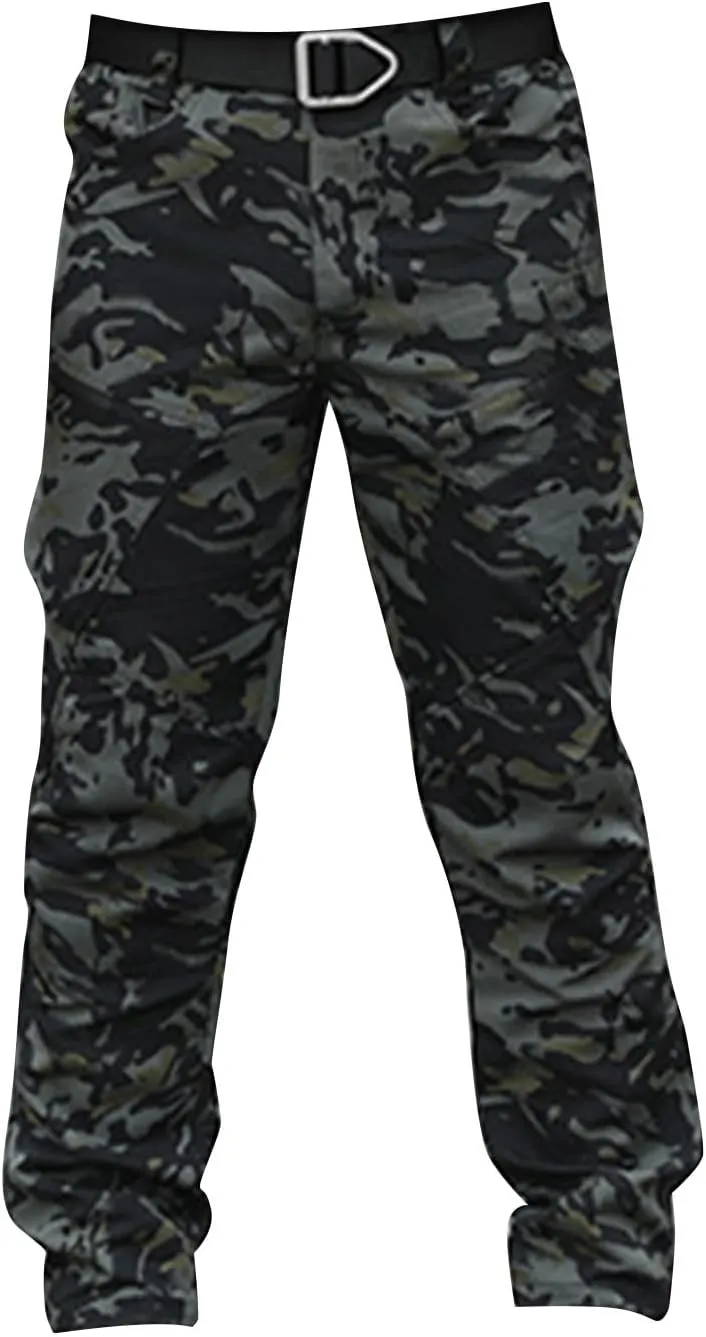Men Cargo Pants Baggy Casual Trousers Water Resistant Straight Work Pants Multi Pockets Hiking Tactical Pants