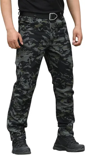 Men Cargo Pants Baggy Casual Trousers Water Resistant Straight Work Pants Multi Pockets Hiking Tactical Pants