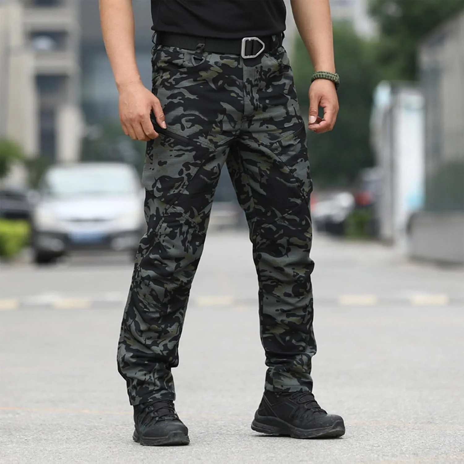 Men Cargo Pants Baggy Casual Trousers Water Resistant Straight Work Pants Multi Pockets Hiking Tactical Pants