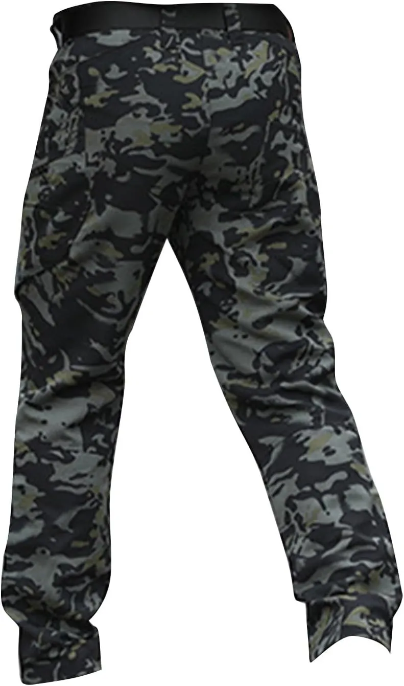 Men Cargo Pants Baggy Casual Trousers Water Resistant Straight Work Pants Multi Pockets Hiking Tactical Pants