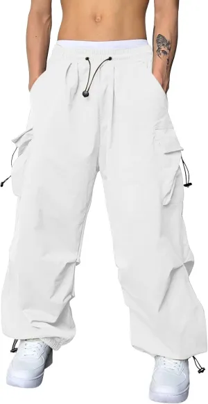 Mens Baggy Cargo Pants Trendy Casual Parachute Pants Loose Fit Harem Joggers for Streetwear Y2k Clothes with Pockets