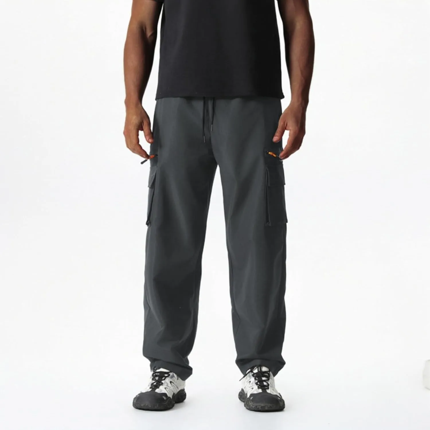 Men's Casual Cargo Joggers Drawstring Straight Leg Breathable Chino Pants Work Lightweight Twill Jogging Sweatpants