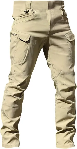 Men's Outdoor Cargo Pants Utility Elastic Waist Pockets Quick Dry Straight Leg Tactical Pants Stretch Jogging Sweatpants