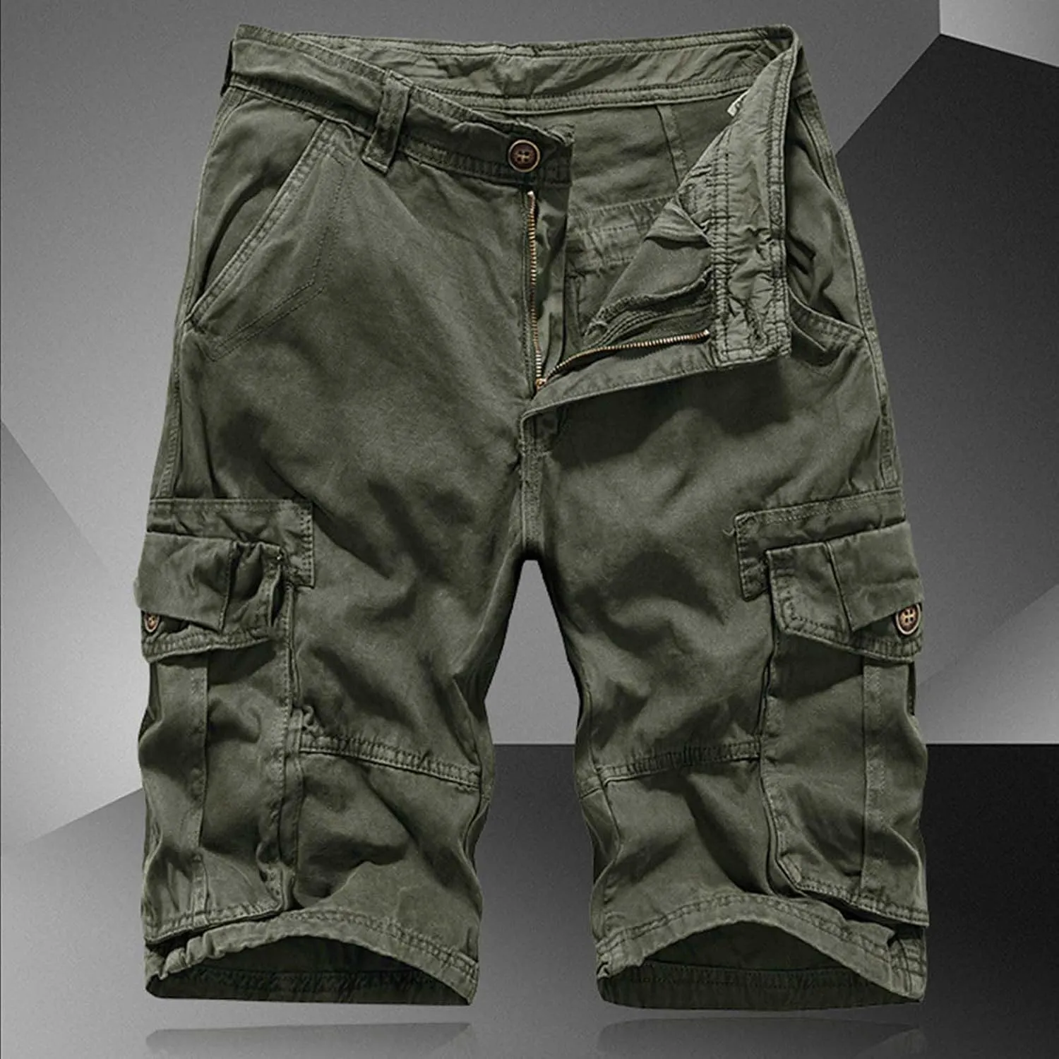 Men's Shorts Summer Casual Cotton Sports Cargo Shorts with Multi-Pocket Hiking Summer Linen Multicolor Relaxed Split