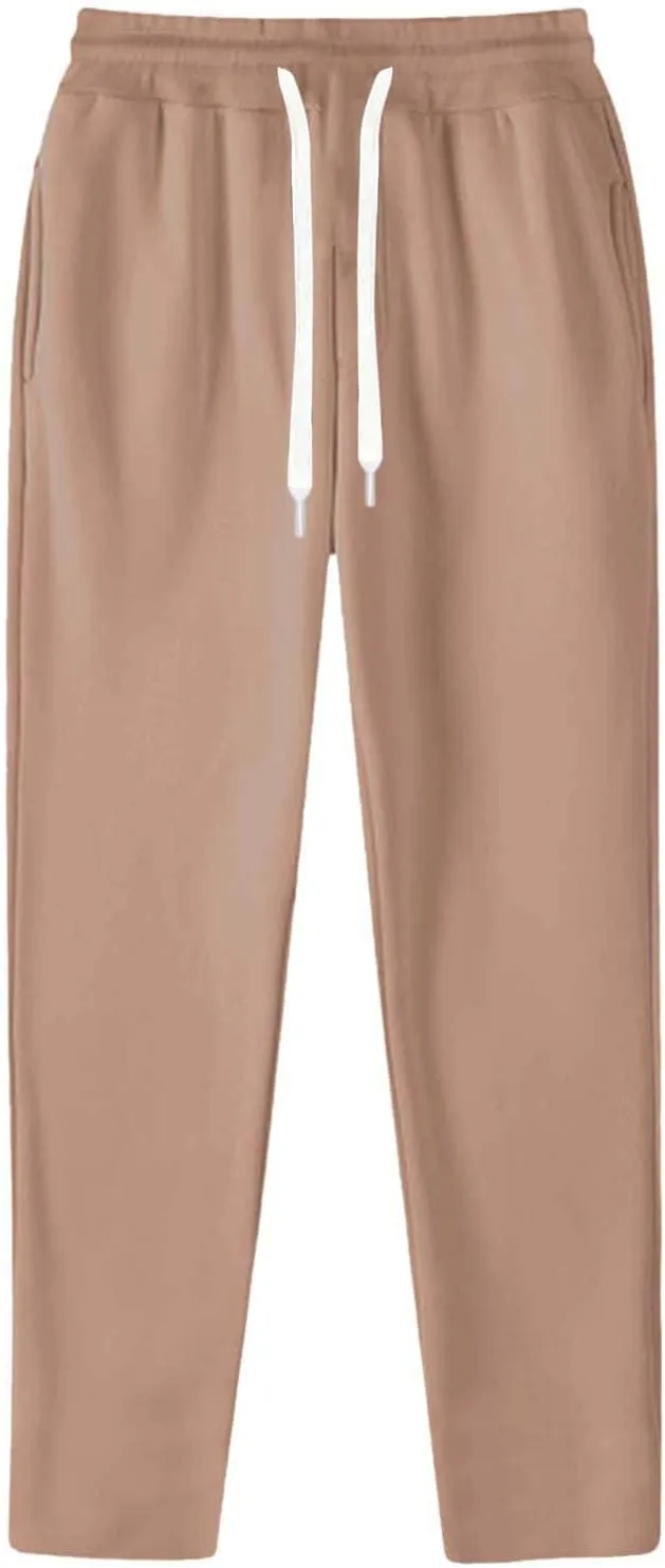 Mens Sweatpants Open Bottom Baggy Sweat Pants for Men Straight Leg Fleece Loose Fit Gym Athletic Sweatpants Pockets