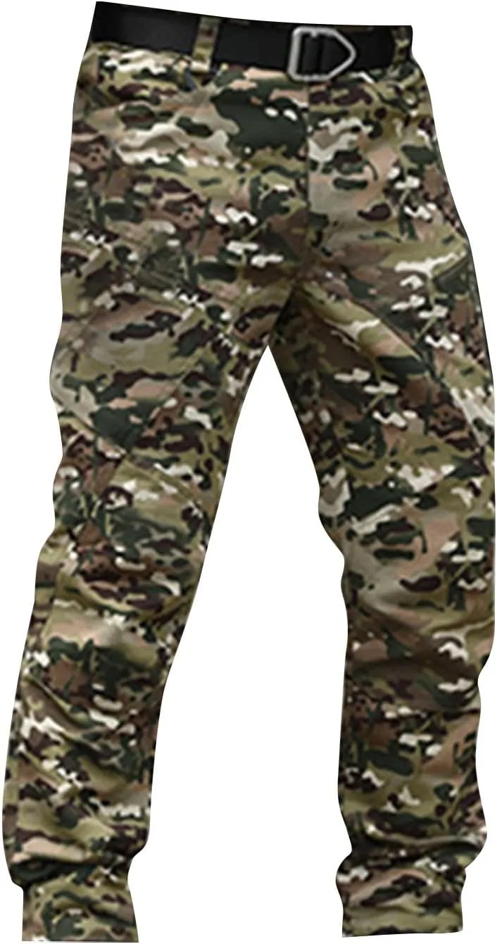 Mens Tactical Pants Work Hunting Moisture Wicking Pants Hiking Cargo Relaxed Fit Pant with Pockets