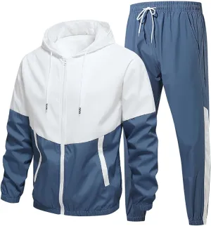 Men's Tracksuit 2 Pieces Set Color Matching Sweatshirt Hoodie Corset Sweatsuits Pullover Casual Workout Sports