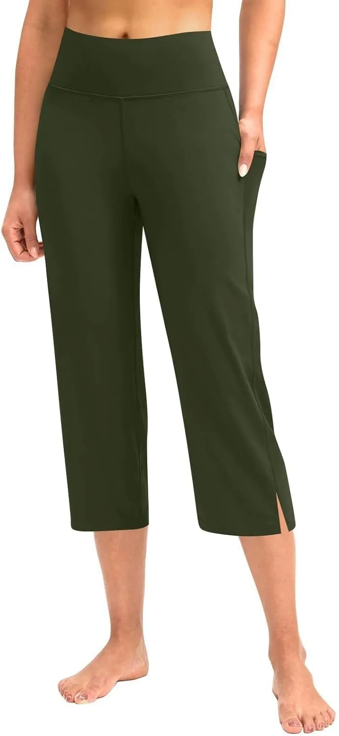 Pull On Capris for Women Dressy Casual Stretch Lightweight Yoga Capri Elastic High Waist Lounge Pants 2025 Summer