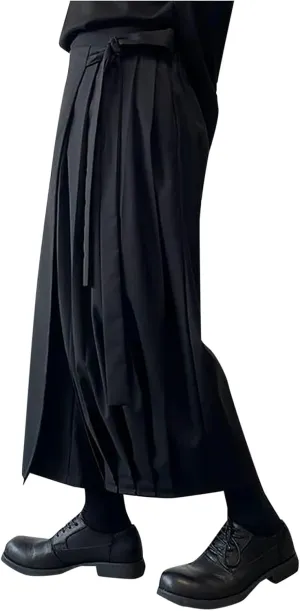 Retro Dark Wide Leg Fashion Men's Culottes Eighth Mens Sports Pants Men Pants Casual Loose Comfy Soft Trousers