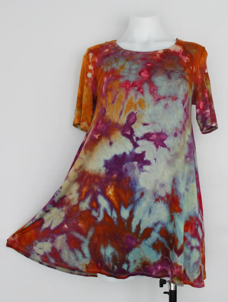 Short sleeve Tunic - size Small - Carnival crinkle