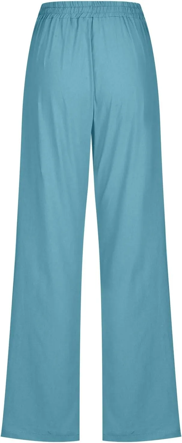 SMIDOW Sweatpants Women 2023 Casual Loose Drawstring Elastic High Waist Comfy Trousers Straight Leg Long Lounge Pant