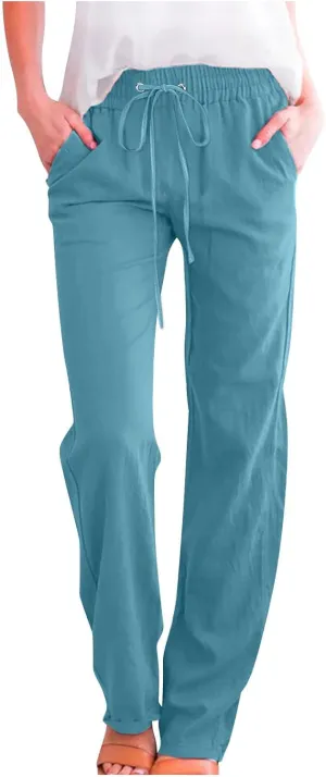 SMIDOW Sweatpants Women 2023 Casual Loose Drawstring Elastic High Waist Comfy Trousers Straight Leg Long Lounge Pant