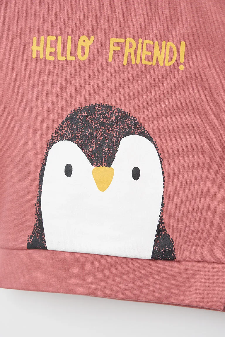 Sudadera con capucha estampado pingüino