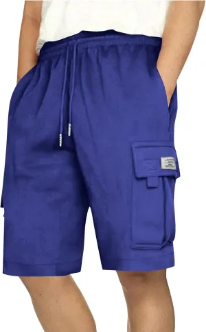 Sweat Cargo Shorts for Men Summer Casual Knee Length Work Bermuda Jogger Shorts Stretch Waist Workout Short Pants