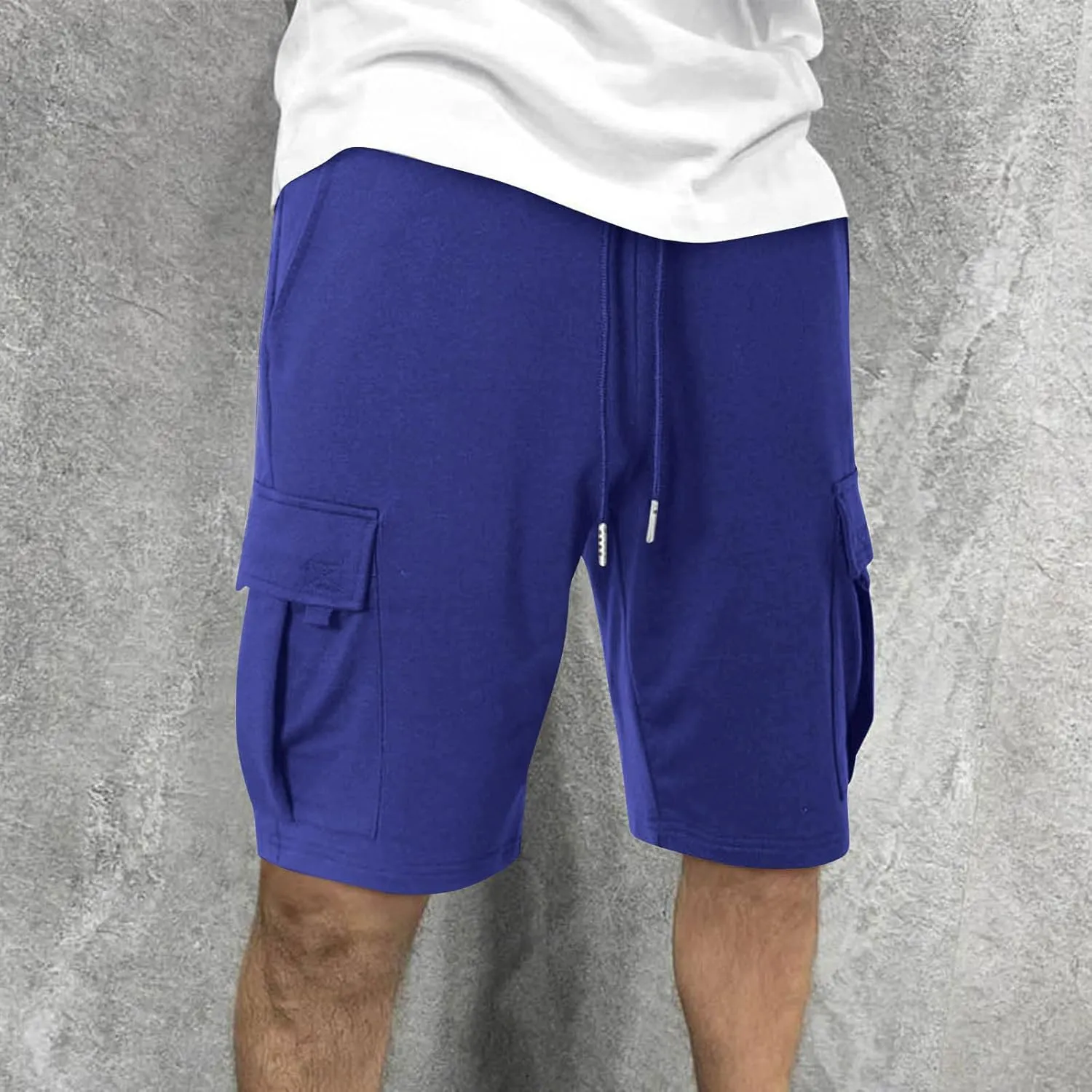 Sweat Cargo Shorts for Men Summer Casual Knee Length Work Bermuda Jogger Shorts Stretch Waist Workout Short Pants