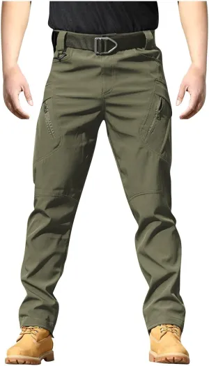 Tactical Pants for Men Stretch Ripstop Waterproof Zipper Cargo Hiking Pants Breathable Work Pant Fishing with Pockets