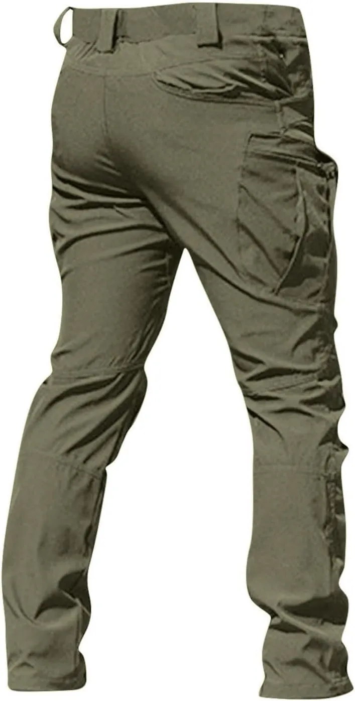 Tactical Pants for Men Stretch Ripstop Waterproof Zipper Cargo Hiking Pants Breathable Work Pant Fishing with Pockets