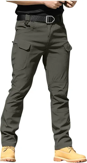 Tactical Pants for Men Stretch Ripstop Waterproof Zipper Cargo Hiking Pants Relaxed Fit Work Pant Fishing with Pockets