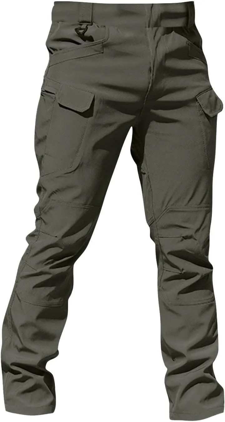 Tactical Pants for Men Stretch Ripstop Waterproof Zipper Cargo Hiking Pants Relaxed Fit Work Pant Fishing with Pockets