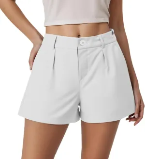 Trouser Shorts for Women Dressy Casual Formal Work Pleated Shorts High Waisted Comfy Trendy Ladies Short Pants