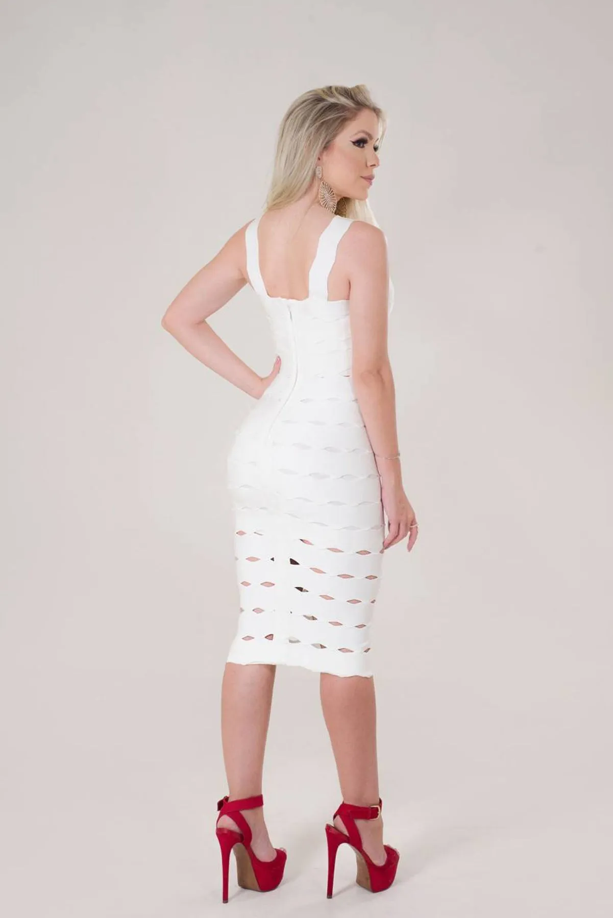 Vestido de Bandagem Midi Branco
