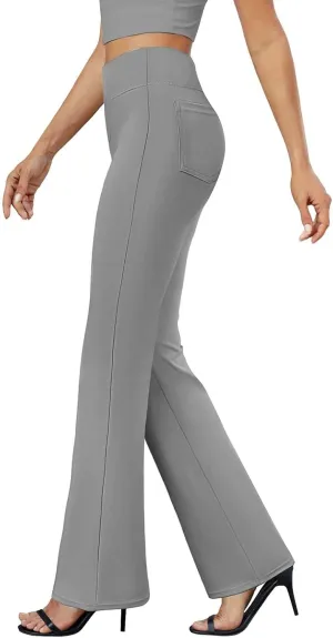 Womens Bootcut Dress Pants Business Casual Work Pants with Pockets High Waist Stretchy Trousers Office Pull On Slacks