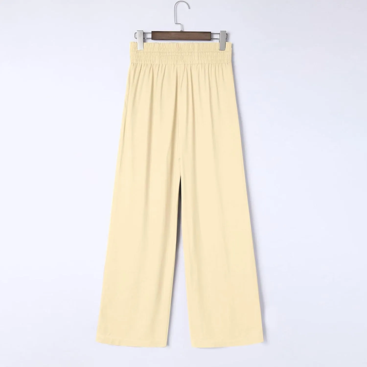 Womens Business Pants Fashion Dressy Wide Leg Work Pant Drawstring High Waisted Solid Color Loose Casual Trousers