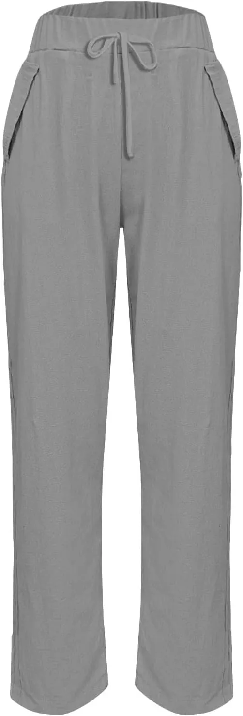 Women's Elastic Waisted Palazzo Pants Tapered Wide Leg Lounge Loose Trousers with Pocket 2025, S-5XL